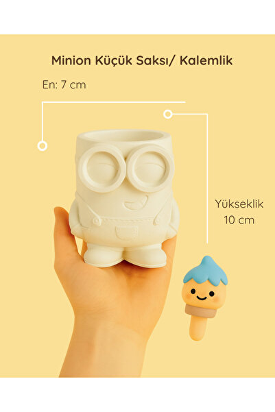 colorbuddie Minion Küçük Saksı & Kalemlik – Boyamaya Hazır Seramik Obje