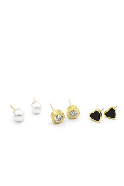 Rasanet Multiple steel earrings - gold