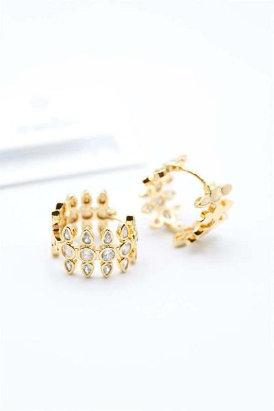 Rasanet Jewelled Hoop Earrings - Gold