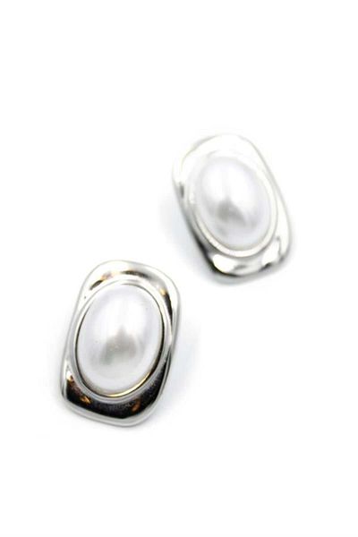 Rasanet Pearl oval earrings - silver