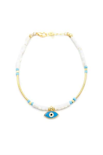Rasanet Beaded Eye Anklet - White