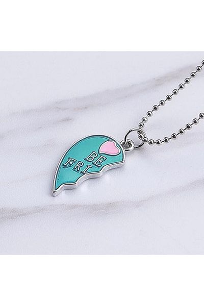 REDz Accessories Best Friends Necklace, Turquoise Heart With Colorful Hearts, Set of 2 Pieces, Girlfriend Gift