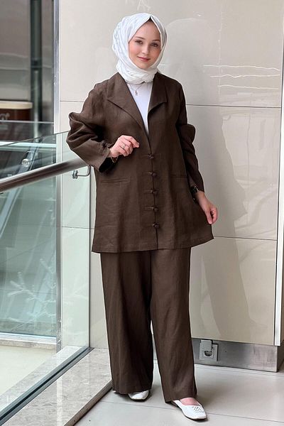 Ghisa Double Breasted Collar Agraf Stone Button Trousers Suit