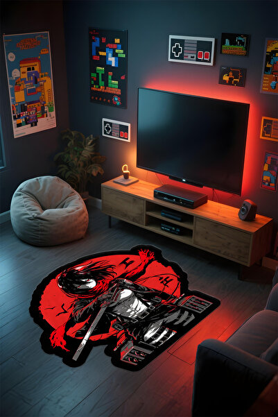 Alpacarpet Özel Kesimli Desenli Anime & Gamer Halısı Kaymaz Taban Makinede Yı...
