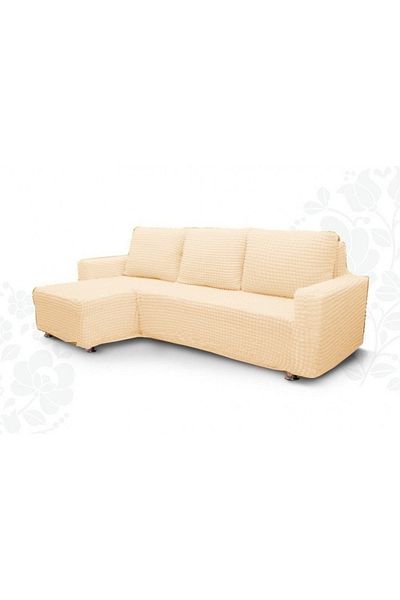 Lenjerii Deosebite Set Elastic cover made of crepe material, for left ottoman sofa, Ecru