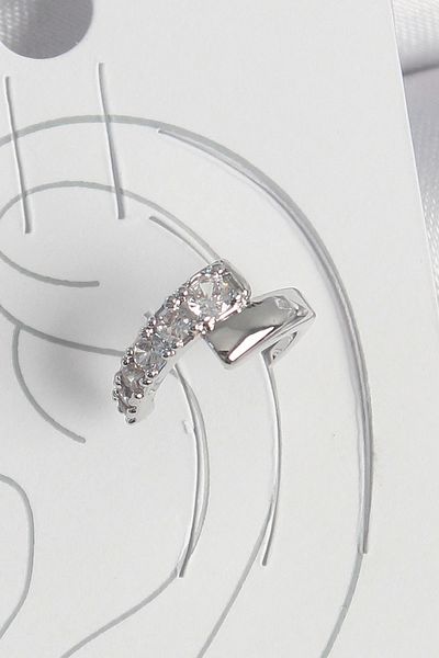Clariss Brass Silver Color Zircon Stone Women's Cartilage Earrings