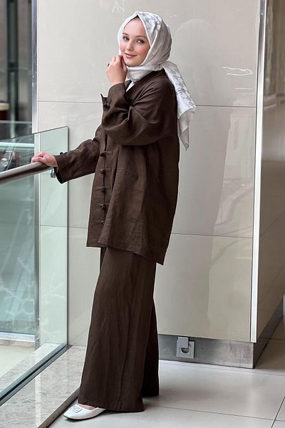 Ghisa Double Breasted Collar Agraf Stone Button Trousers Suit