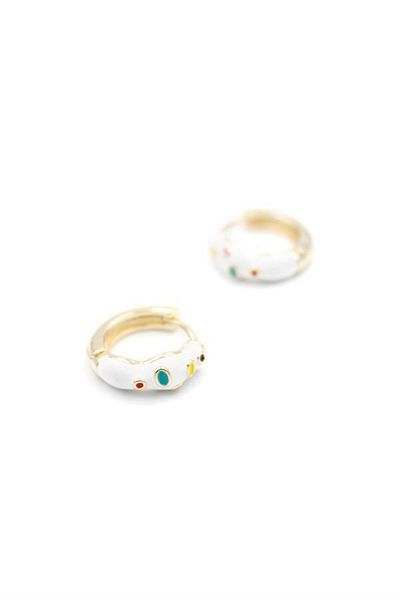 Rasanet Enameled Hoop Earrings - White