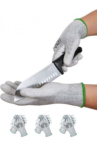 Donfri cut-resistant gloves, HDPE/PU, white/gray, size M