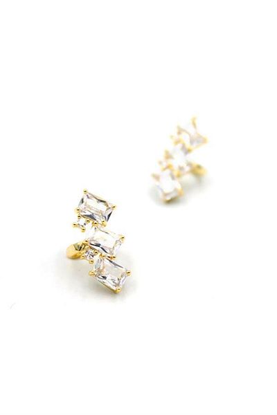 Rasanet 2 Pieces of Stoned Cartilage Earrings - Gold