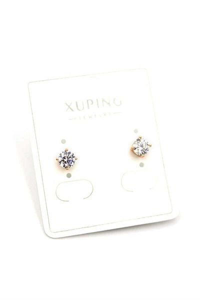 Rasanet Medium Size Single Stone Earrings - Gold