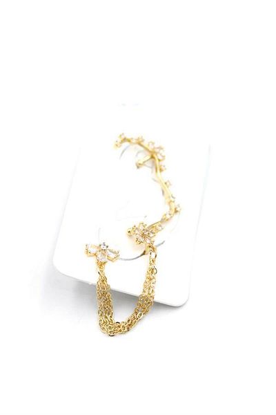 Rasanet Stoned Cartilage Earrings - Gold
