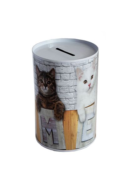 PUFO Pușculiță decorativă metalică Kitty Home, 12 x 8 cm