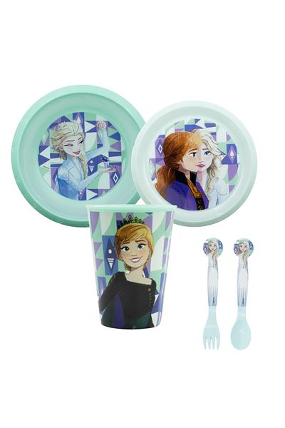 Frozen 5-piece dinnerware set, plastic, BPA-free, multicolor, Ice Magic,