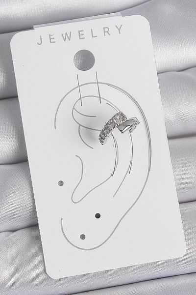 Clariss Brass Silver Color Zircon Stone Women's Cartilage Earrings