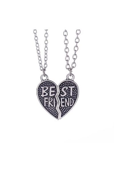REDz Accessories Friendship Necklaces, Vintage Style, Symbolic Heart, Best Friend, Pair Jewelry, Black