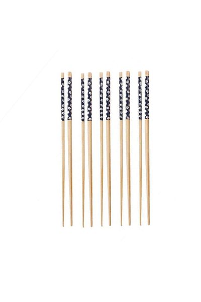 PUFO Set de 5 perechi de bețișoare sushi din bambus, 22 cm, maro/albastru