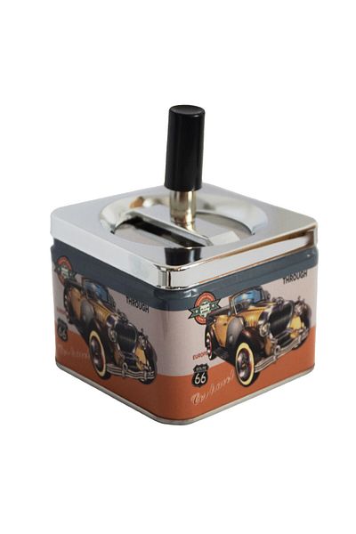 PUFO Scrumieră metalică rezistentă la vânt pentru mașină, cu buton, 9 cm