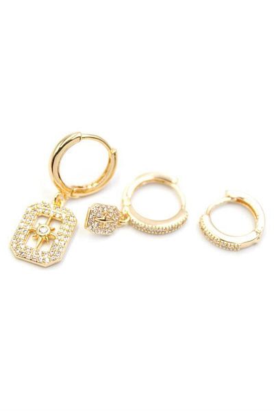 Rasanet 3-Piece Polar Star Earrings - Gold