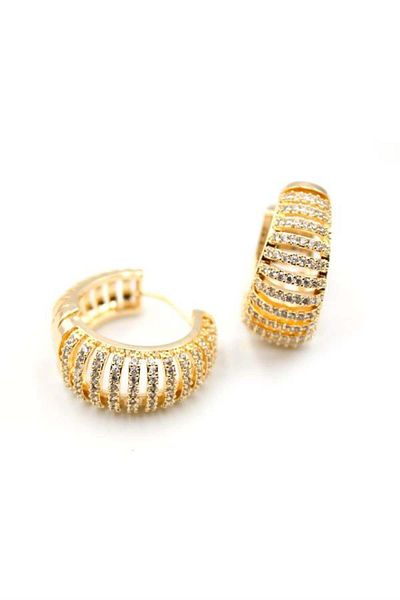 Rasanet Jewelled Hoop Earrings - Gold