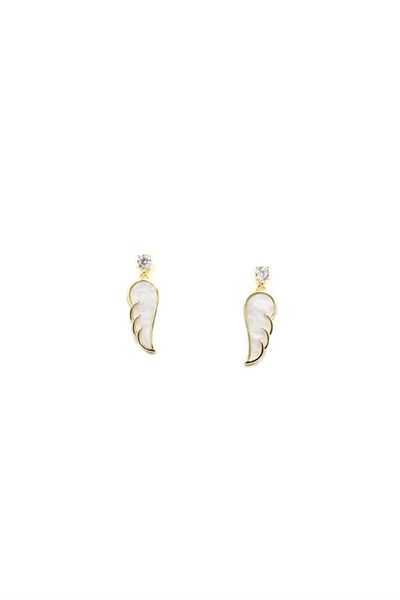 Rasanet Silver Needle Angel Wing Earrings - Gold