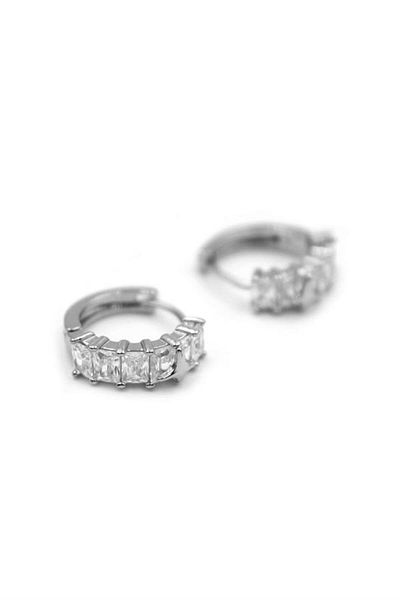 Rasanet Jewelled Hoop Earrings - Silver