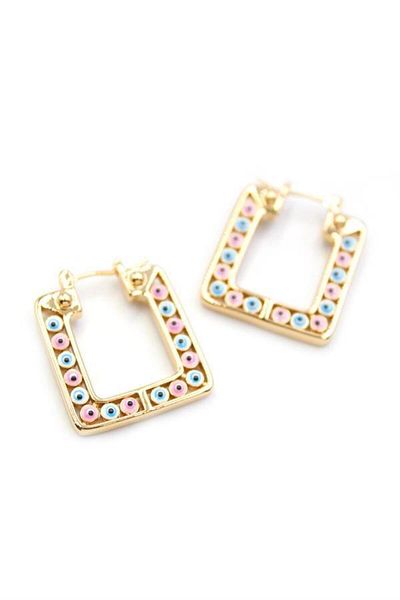 Rasanet Square Evil Eye Earrings - Gold