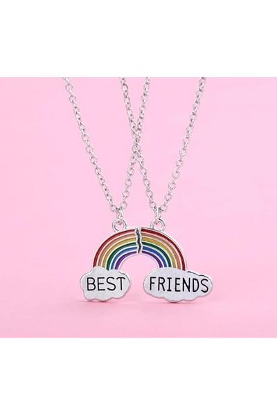 REDz Accessories Friendship Necklace Set, Best Friends, Rainbow, 2 Colorful Pieces