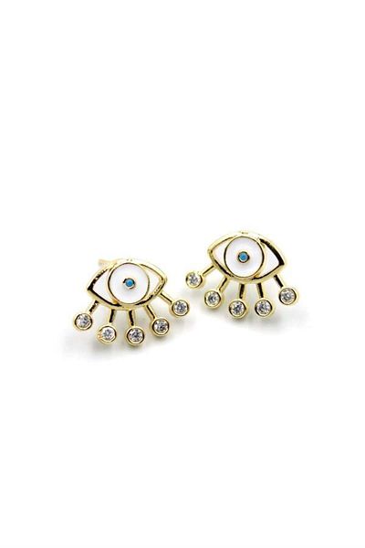 Rasanet Enamel eye earrings - white