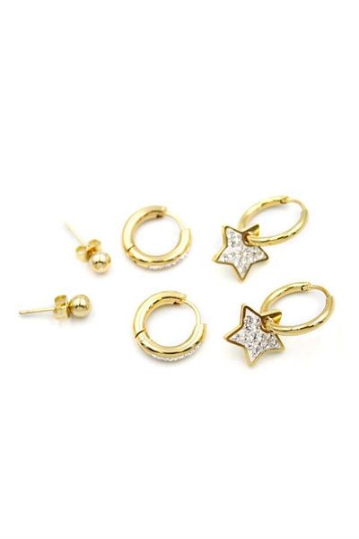 Rasanet Multiple Star Hoop Earrings - Gold