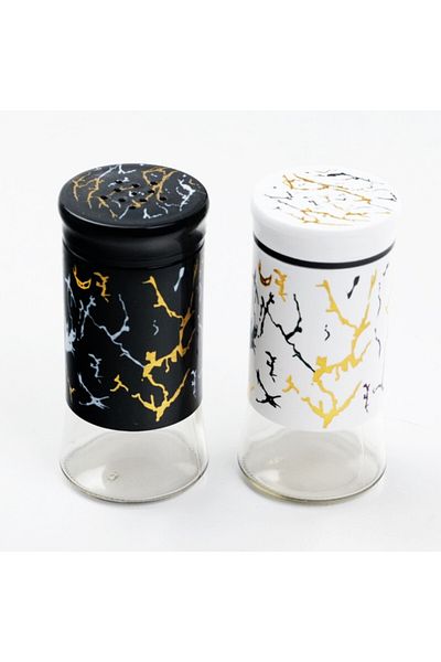 PUFO Salt and pepper shaker set, Ellegant, 11 cm, white/black