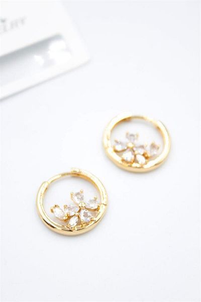 Rasanet Jewelled Flower Earrings - Gold