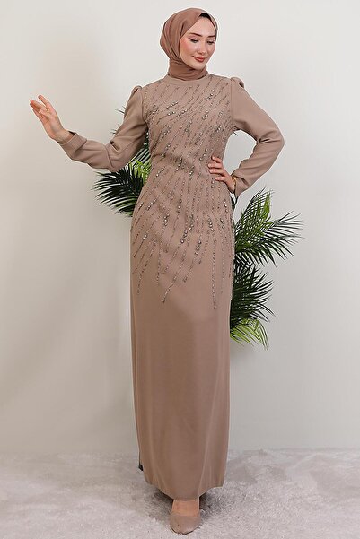 GİYZAMİLA Seher Stone Dress Beige