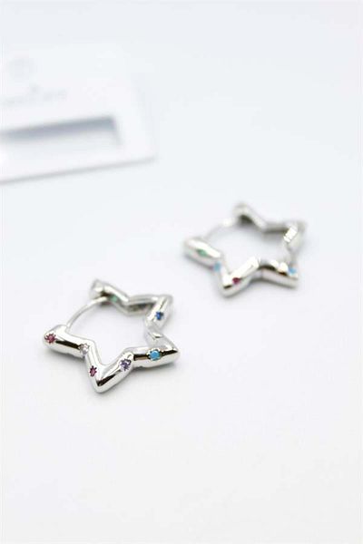 Rasanet Stone Star Earrings - Silver