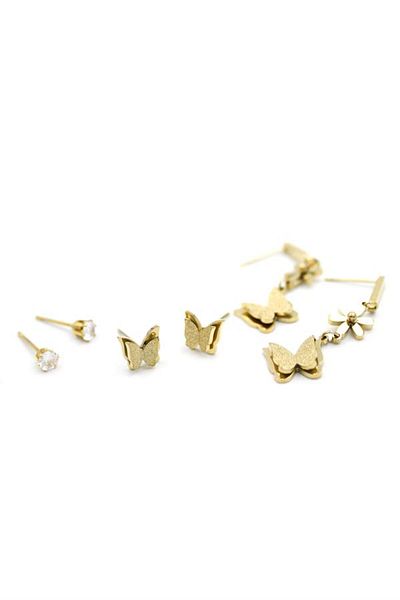Rasanet Multiple steel earrings - gold