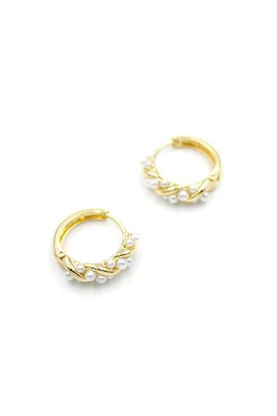 Rasanet Pearl Hoop Earrings - Gold