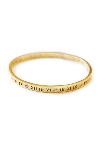 Rasanet Steel Bracelet with Roman Numerals - Gold
