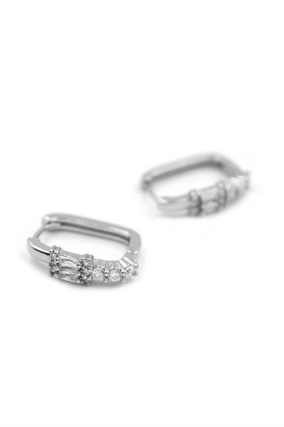 Rasanet Rectangular Stone Earrings - Silver