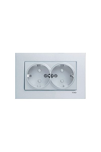 Viko by Panasonic Priză dublă Schuko Novella argintie fără ramă