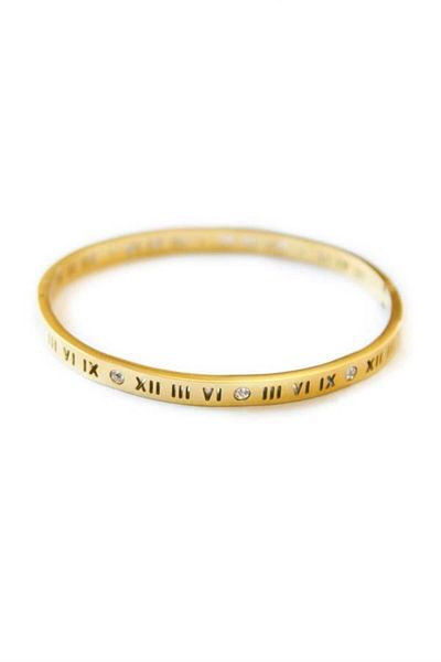Rasanet Steel Bracelet with Roman Numerals - Gold