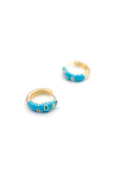 Rasanet Enameled Hoop Earrings - Turquoise