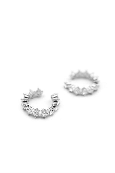 Rasanet 2 Pieces of Stoned Cartilage Earrings - Silver