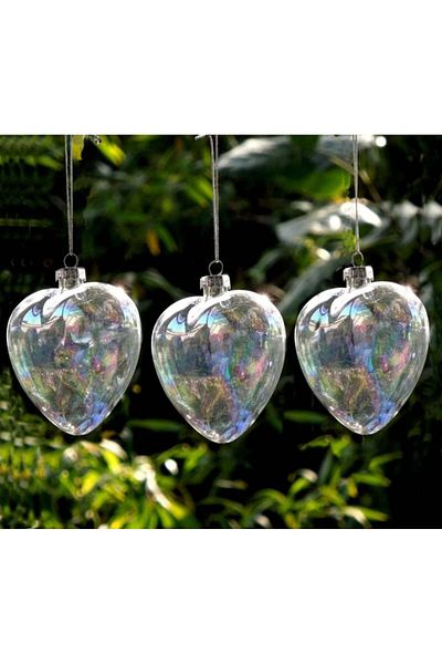 Warmiehomy Set of 12 globes, heart pattern, glass, 9 x 10 x 4 cm