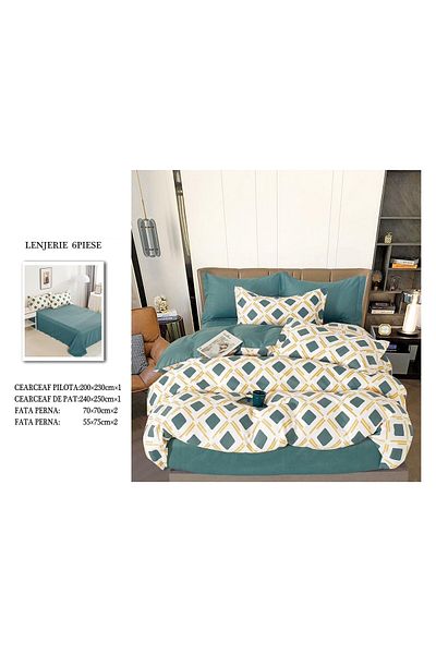 CHIRASO FINET Cotton Bed Linen, Classic Sheet 240x250cm, Duvet Cover 200x230cm, 4 Pillowcases