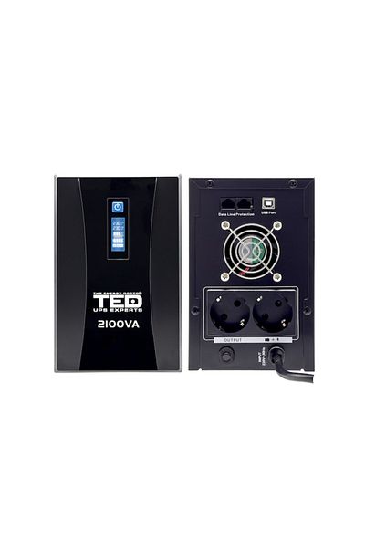 TED Electric UPS With Management, 2x Schuko Output, Stabilizer And Lcd Display, 2100va / 1200w, TED Electric