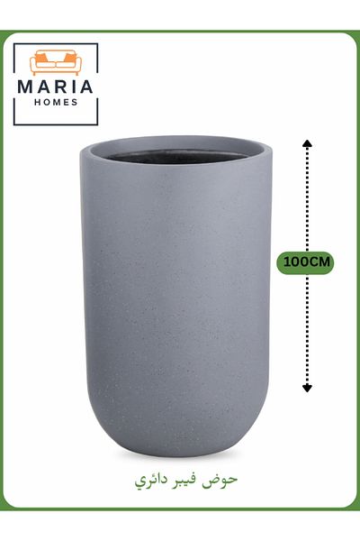 MARIA HOMES Fiber Circular Pot 100x60 cm – Large Indoor Decorative Planter in Gray