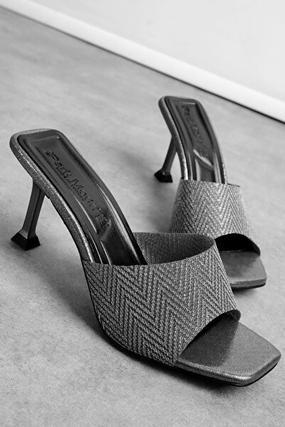 Lal Shoes & Bags Faroser Women's Silvery Heeled Slippers-Anthracite