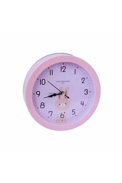 PUFO Joy classic table clock, with alarm, 16 x 16 cm, Lovely Rabbit model, pink