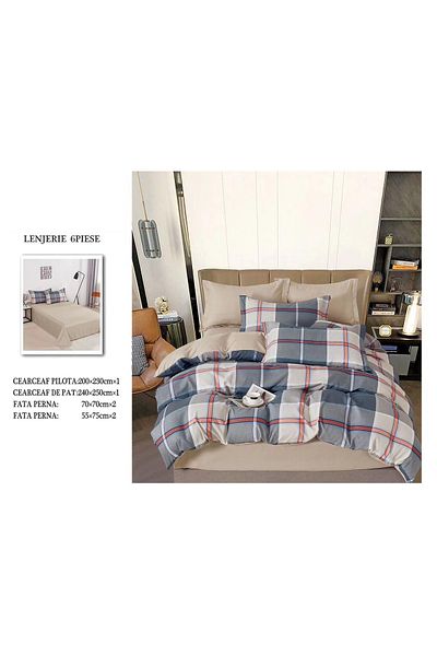 CHIRASO FINET Cotton Bed Linen, Classic Sheet 240x250cm, Duvet Cover 200x230cm, 4 Pillowcases