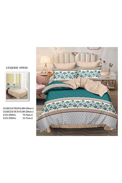 CHIRASO FINET Cotton Bed Linen, Classic Sheet 240x250cm, Duvet Cover 200x230cm, 4 Pillowcases